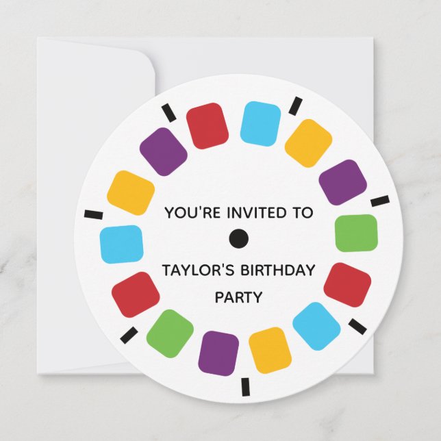 Retro modernt för färgrik Viewmaster rulle Inbjudningar (Framsida)