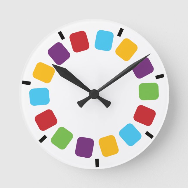 Retro modernt för färgrik Viewmaster rulle Rund Klocka (Framsida)