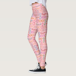 Retro modernt Hipsterglasögon med rosa Gingham Leggings