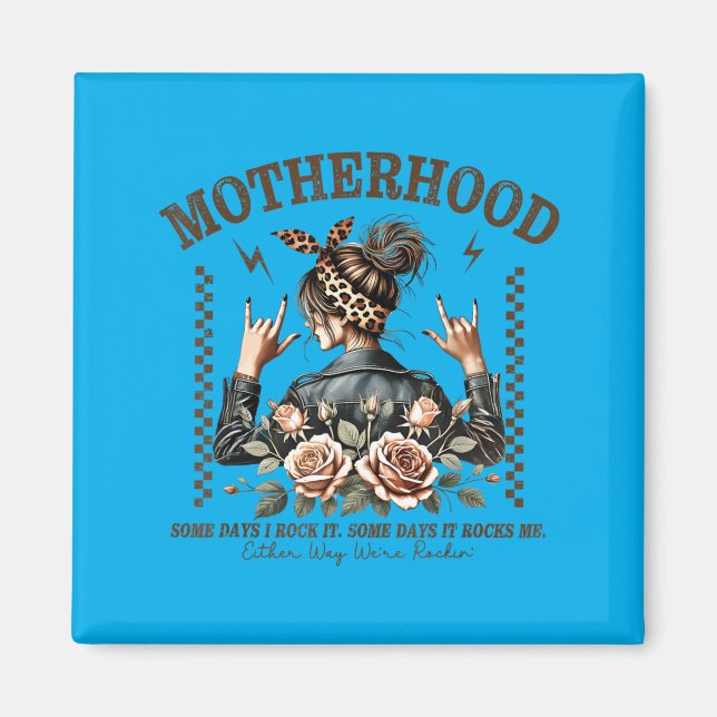 Retro moderskap Rollig mors dag Rock Mama Mamma Magnet (Framsidan)