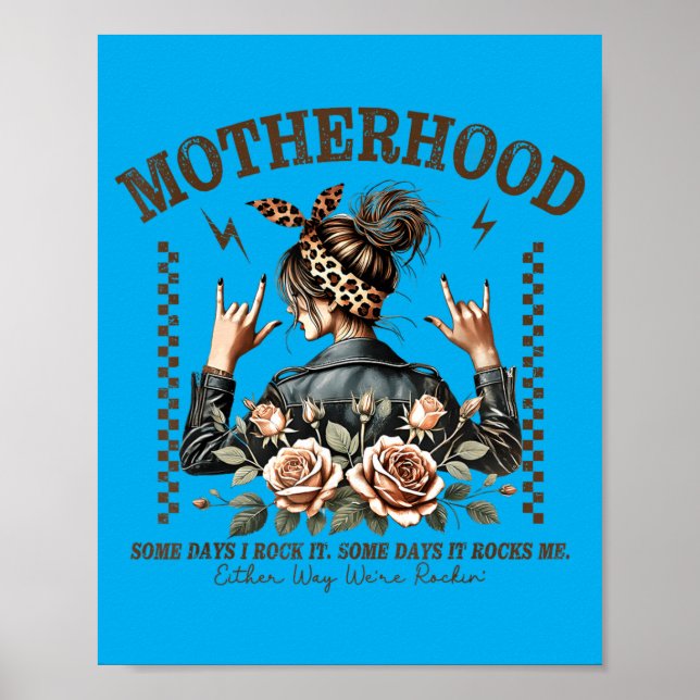 Retro moderskap Rollig mors dag Rock Mama Mamma Poster (Framsidan)
