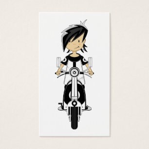 Retro modflicka på sparkcykelbokmärken visitkort