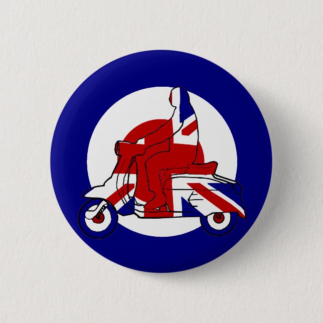 Retro modsparkcykelpojke UK Knapp (Framsida)