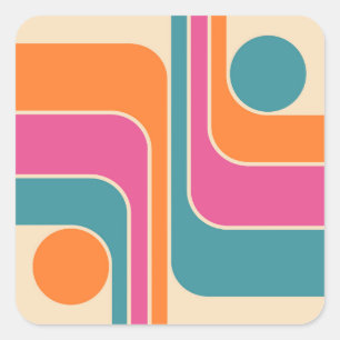 Retro modulär geometrisk design fyrkantigt klistermärke