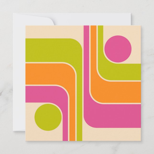 Retro modulärt geometriskt mönster inbjudningar (Framsida)