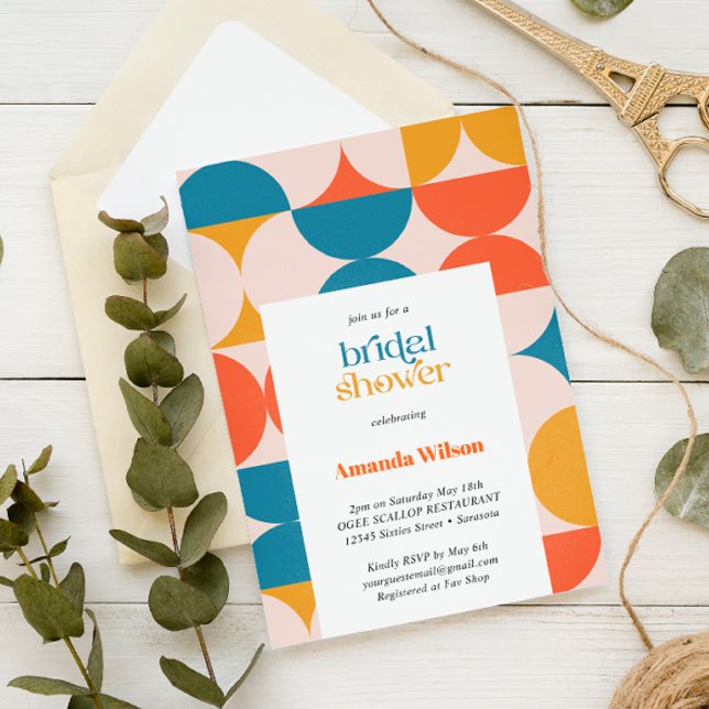 Retro-Möhippan för halvcirkelslingor i mitten av å Inbjudningar (Skapare uppladdad)