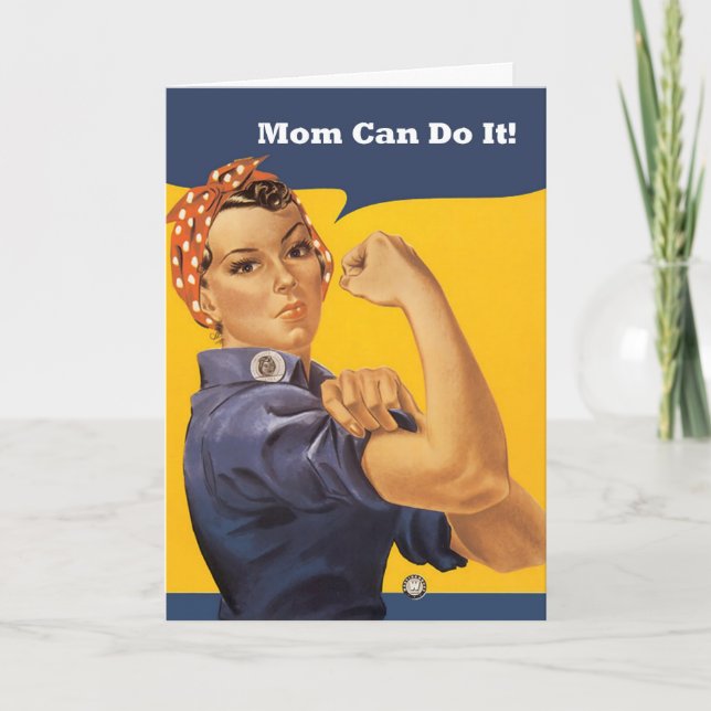 Retro Mom Can Do It Mother's Day Card Kort (Framsida)
