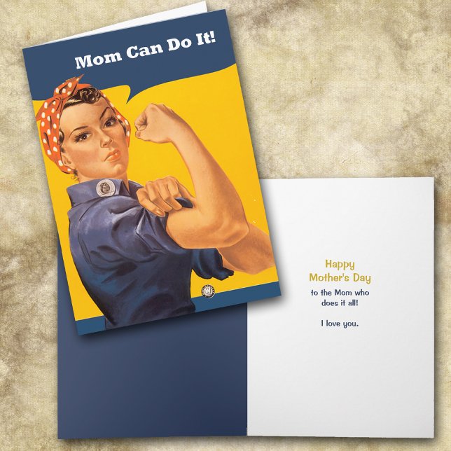 Retro Mom Can Do It Mother's Day Card Kort (Skapare uppladdad)