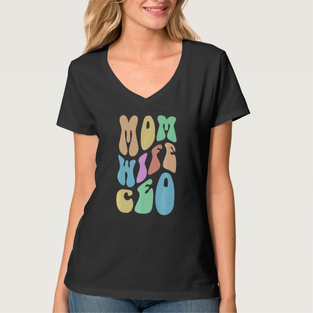 Retro MOM WIFE CEO Mrs Boss Mama Business Owner Gi T Shirt (Framsida)