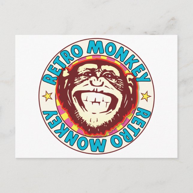 Retro Monkey Vykort (Framsida)