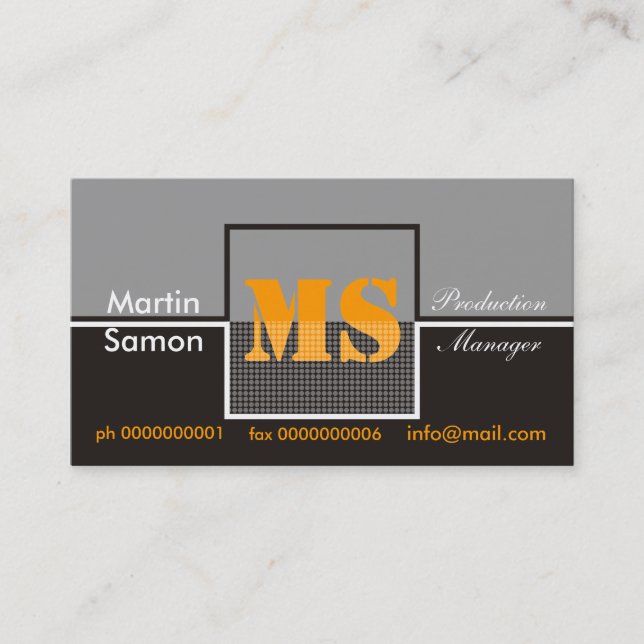 Retro Monogram-Affärskort Visitkort (Framsida)