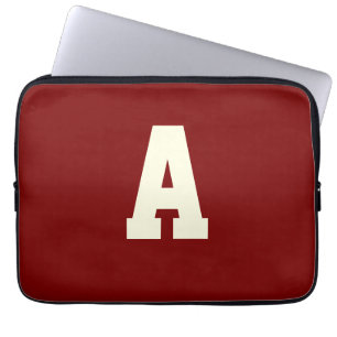 Retro monogram alfa burgunder kräm laptop fodral