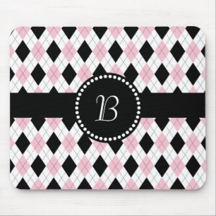 Retro Monogram Argyle Mönster Rosa White Black Musmatta