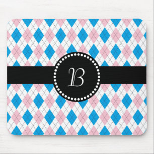 Retro Monogram Argyle Mönster Rosa White Musmatta