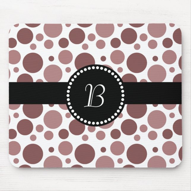 Retro Monogram Chocolate Brown Polka-punkt Musmatta (Framsidan)