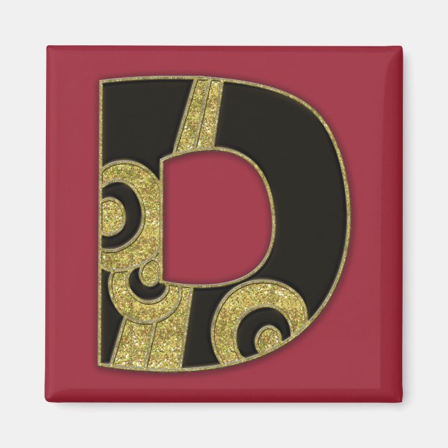 retro monogram - D Magnet (Framsidan)