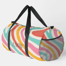 Retro Monogram Färgglada Vågiga Ränder