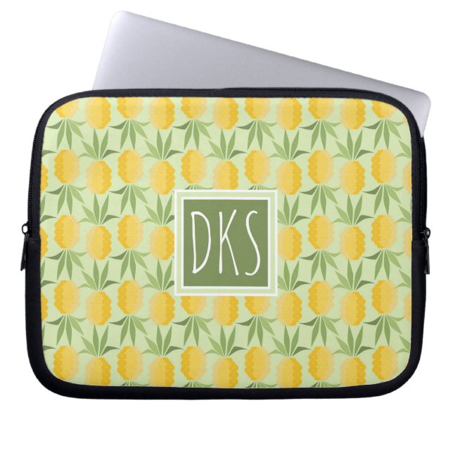 Retro Monogram för ananas | Laptop Fodral (Framsidan)