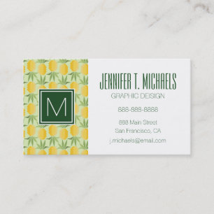 Retro Monogram för ananas Visitkort