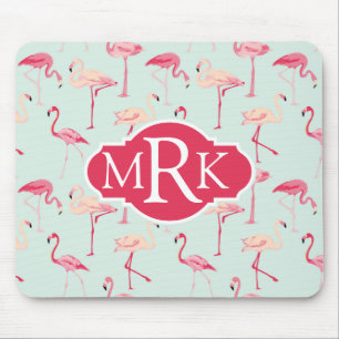 Retro Monogram för Flamingomönster Musmatta