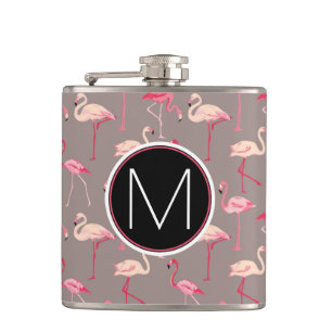 Retro Monogram för Flamingos Fickplunta