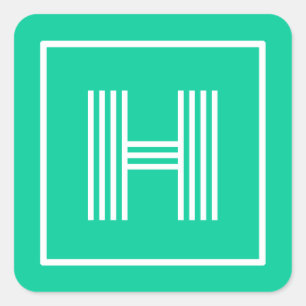Retro Monogram initial Grönt i Västindien Fyrkantigt Klistermärke