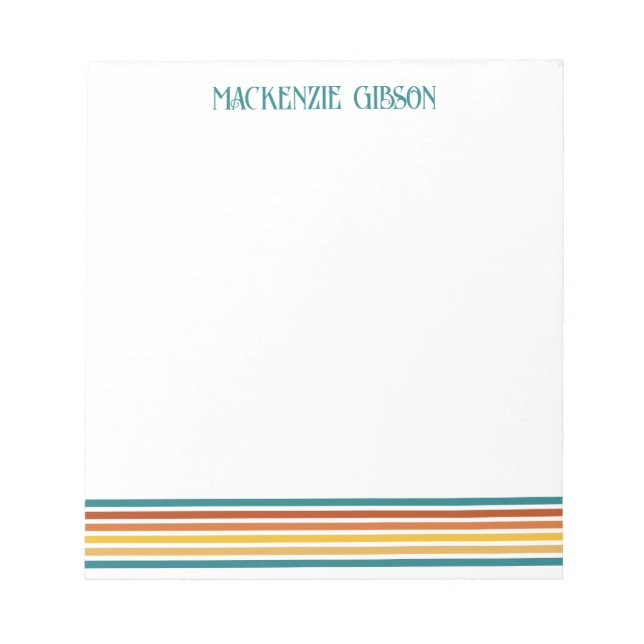 Retro Monogram Minimalistiska Ränder Anteckningsblock (Framsida)