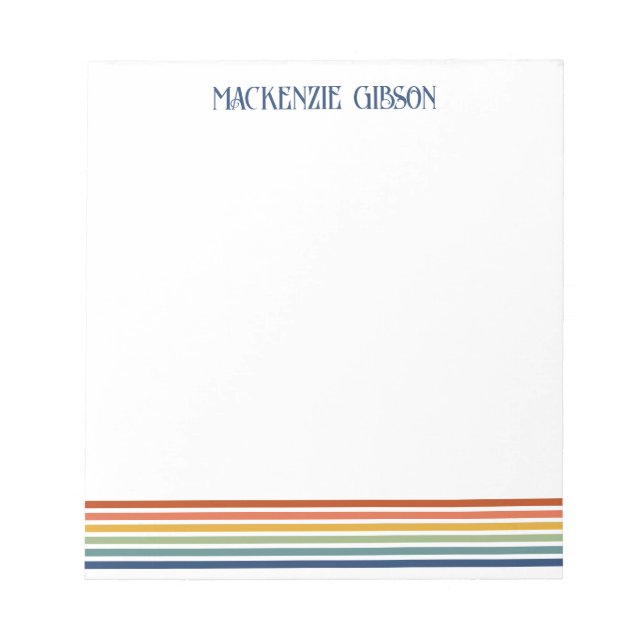 Retro Monogram Minimalistiska Ränder Anteckningsblock (Framsida)