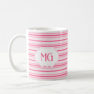 Retro Monogram Minimalistiska Ränder Kaffemugg