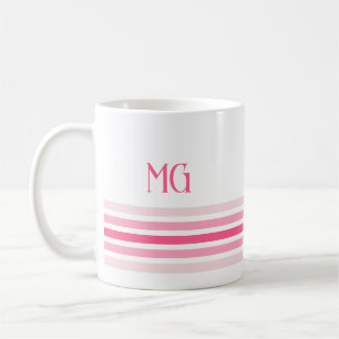 Retro Monogram Minimalistiska Ränder Kaffemugg