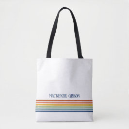 Retro Monogram Minimalistiska Ränder Tygkasse