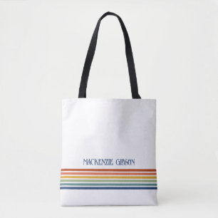 Retro Monogram Minimalistiska Ränder Tygkasse