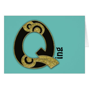 retro monogram - Q Hälsningskort