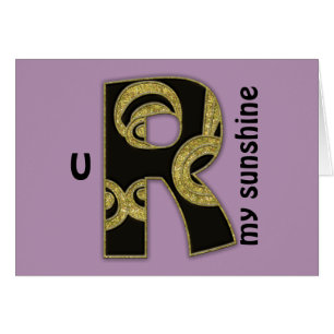 retro monogram - R Hälsningskort