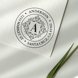 Retro Monogram Ram Round Returadress Självfärgande Stämpel