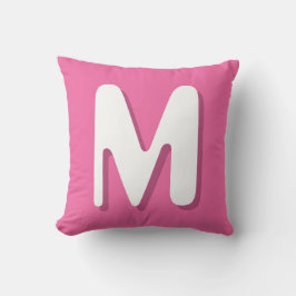 Retro Monogram Rosa Vitt Kudde