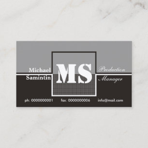 Retro Monogram svartvita affärskort av grått Visitkort