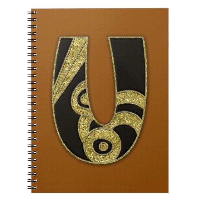 retro monogram - U Anteckningsbok Med Spiral (Framsidan)