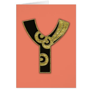 retro monogram - Y Hälsningskort