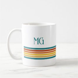 Retro Monogrammed Minimalist Stripes Kaffemugg