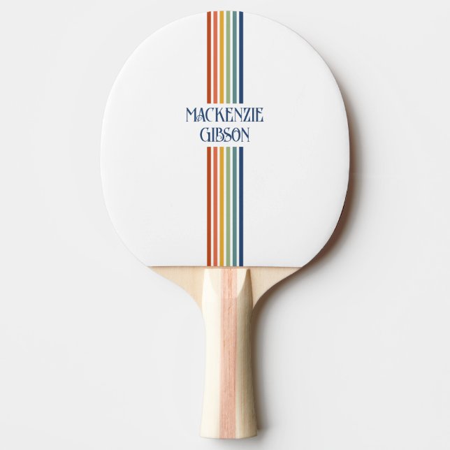 Retro Monogrammed Minimalist Stripes Pingisracket (Framsidan)