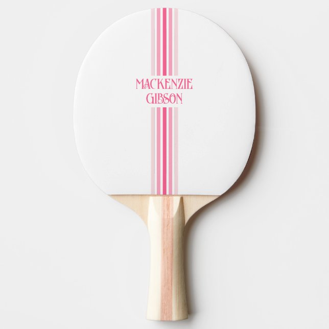 Retro Monogrammed Minimalist Stripes Pingisracket (Framsidan)