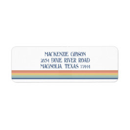 Retro Monogrammed Minimalist Stripes Returadress Etikett