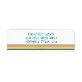 Retro Monogrammed Minimalist Stripes Returadress Etikett