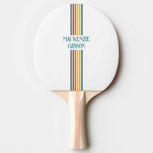 Retro Monogrammerade Minimalistiska Ränder Pingisracket (Framsidan)