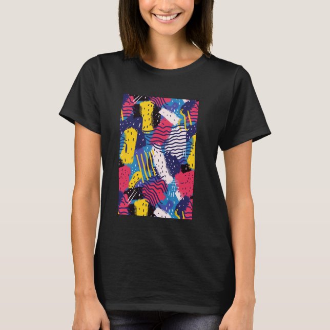 Retro Mönster Art 90s tema Retrowave T Shirt (Framsida)