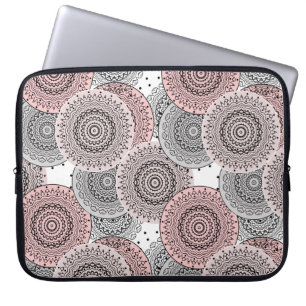 Retro, mönster, blått och rosa, elegant laptop fodral