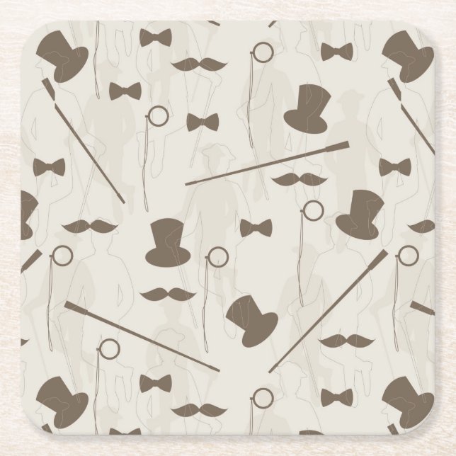 Retro mönster för man 2 underlägg papper kvadrat (Framsidan)