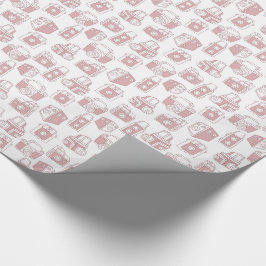 Retro mönster för vintagekameror (vit/rosor) presentpapper