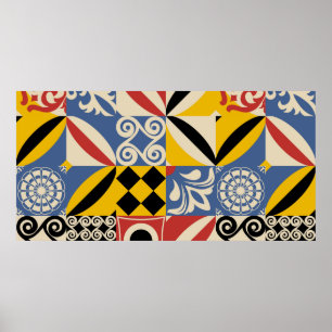 Retro mönster från ljusa enkla geometriska former poster